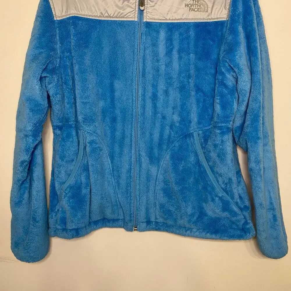 North Face‎ Womens Osito Full Zip Fleece Jacket Turquoise Blue Hooded Hiking L